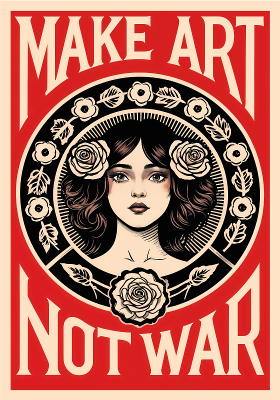 Moderne kunst poster maak kunst geen oorlog - TenStickers