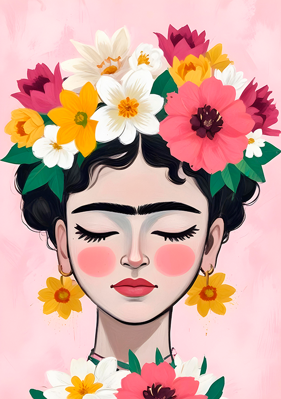 Moderne kunst poster flower hat frida - TenStickers