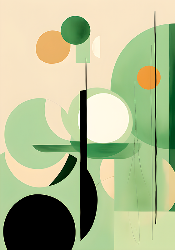 Moderne kunst poster groene figuren - TenStickers