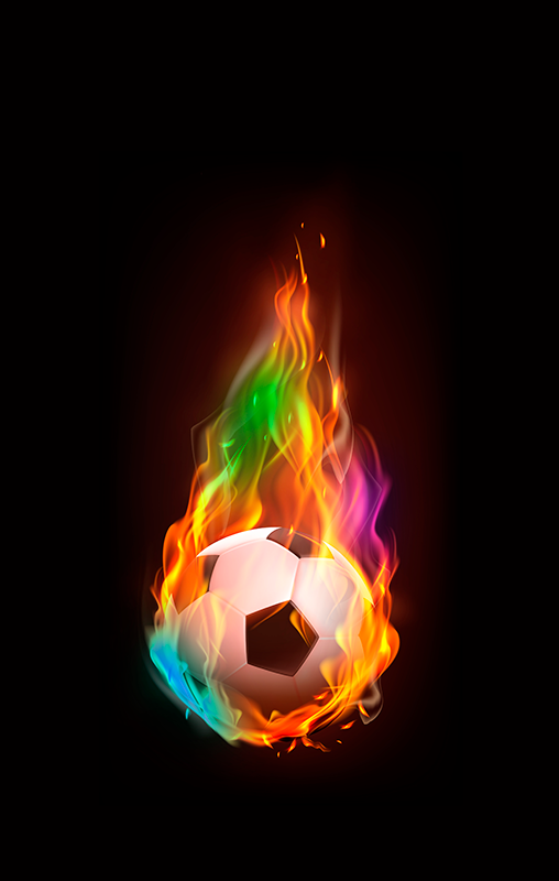 Poster voetbal multicolor vuurbal - TenStickers