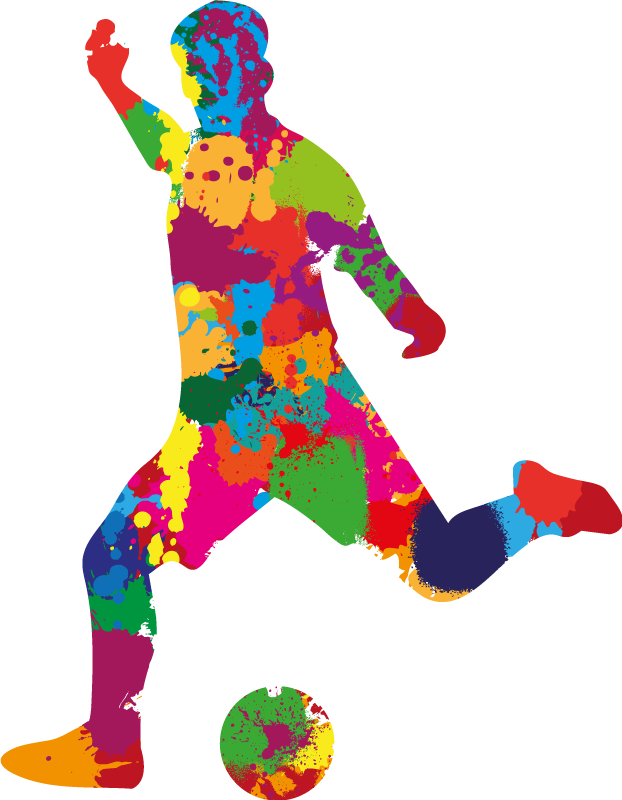 Poster voetbal speler spetterkleuren - TenStickers