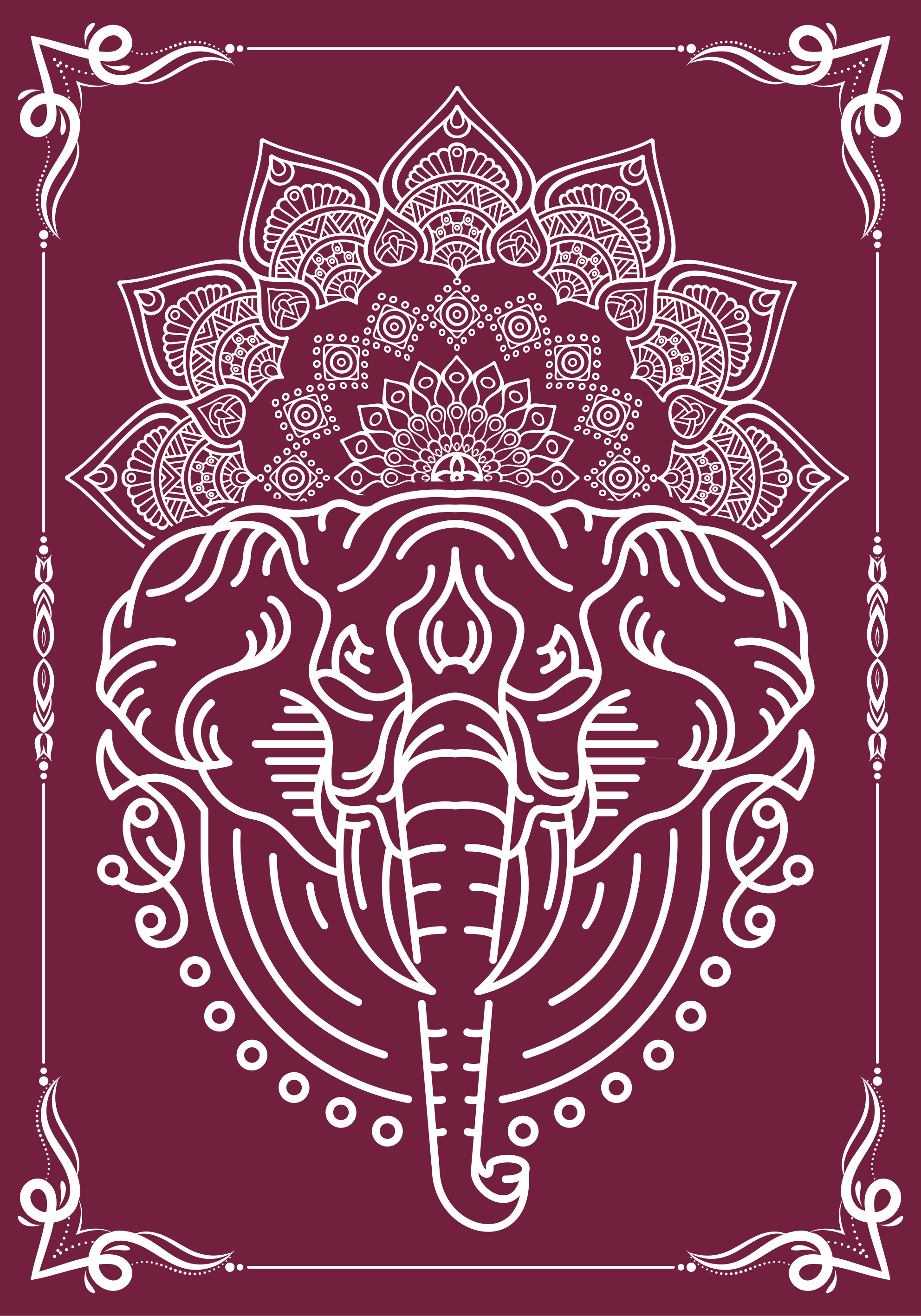 Rode olifant mandala poster - TenStickers