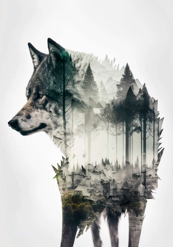 Wolf dubbele belichting dieren poster - TenStickers
