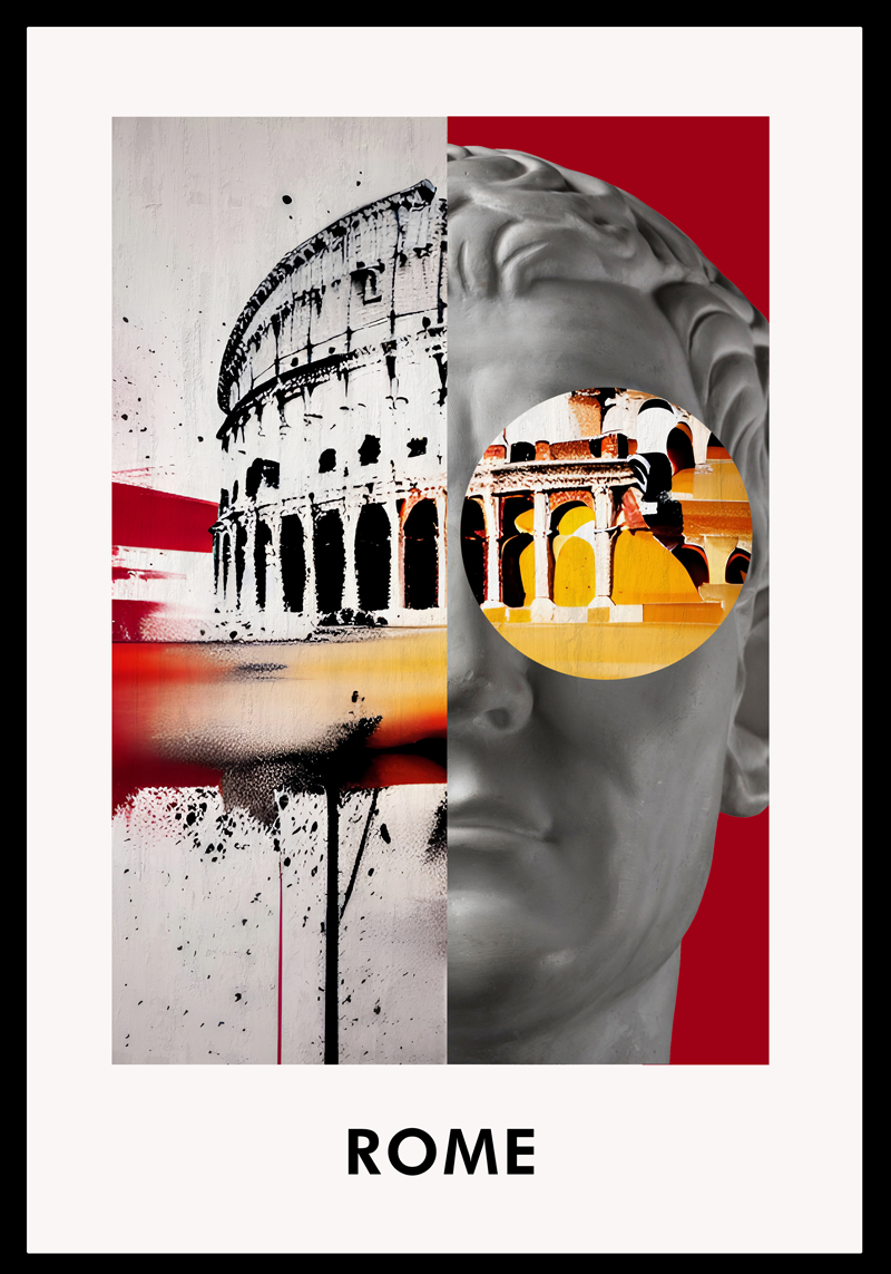 Collage van Rome poster woonkamer - TenStickers