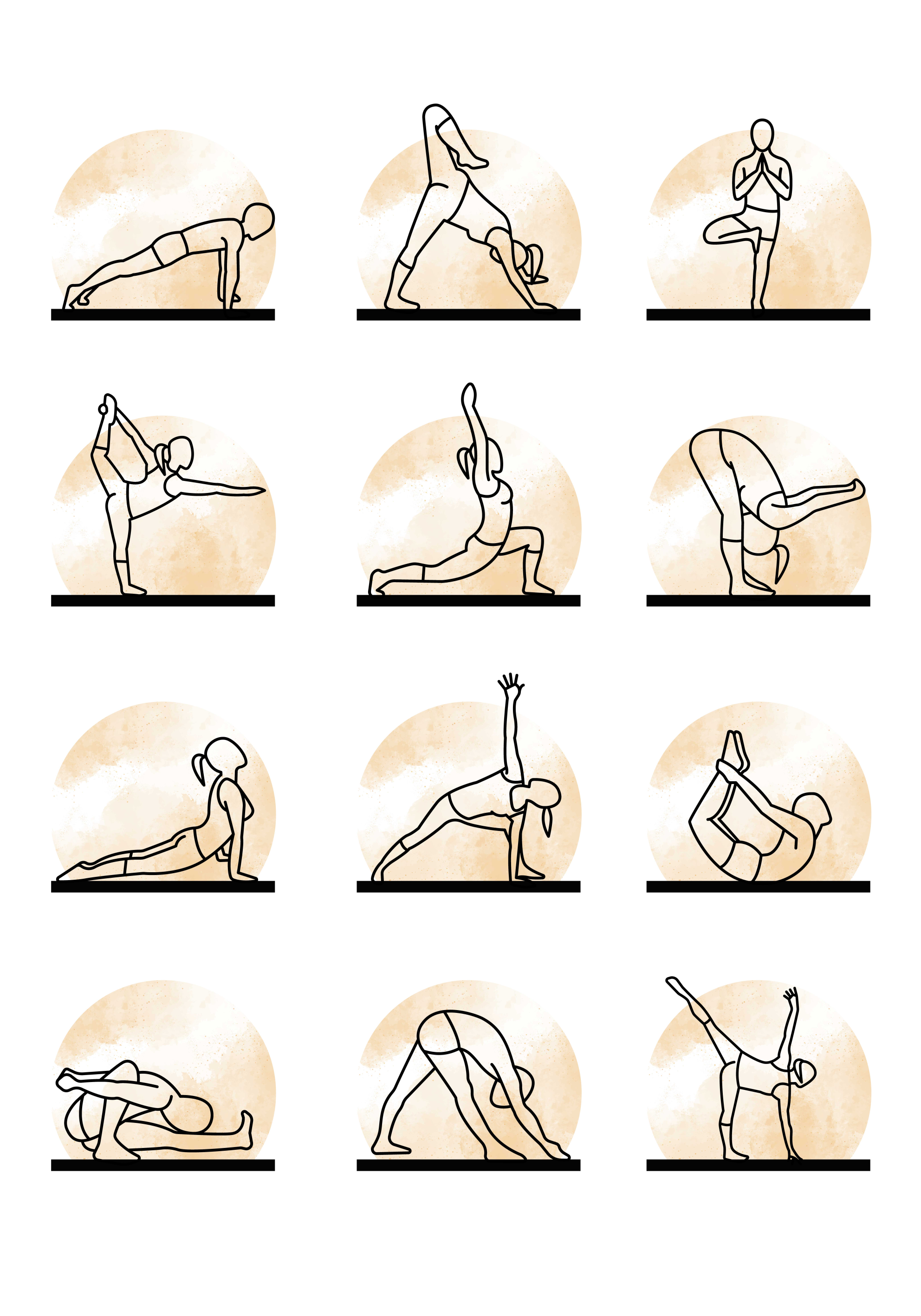 Poster met illustratie yoga houdingen - TenStickers