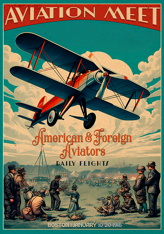 Aviation meet vintage antiek poster  - TenStickers