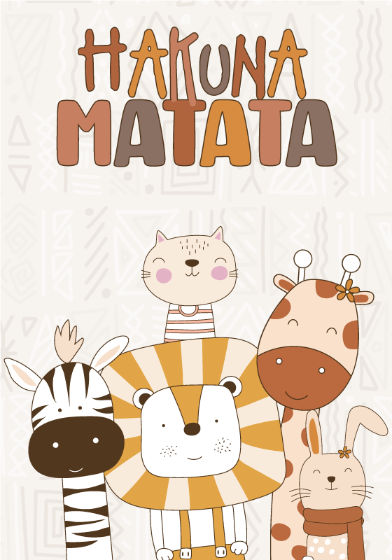 Hakuna matata dieren poster kinderkamer - TenStickers