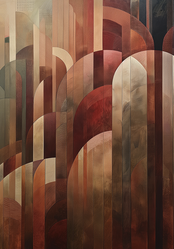 Rode vormen Art Déco-poster - TenStickers