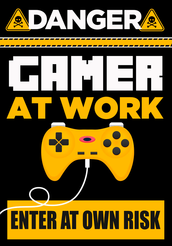 Gevaar gamer op het werk videogameposter - TenStickers