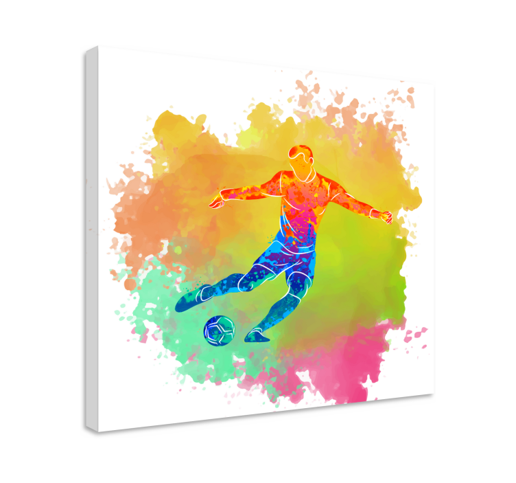 Dynamische voetbalactie canvas schilderij sporten - TenStickers