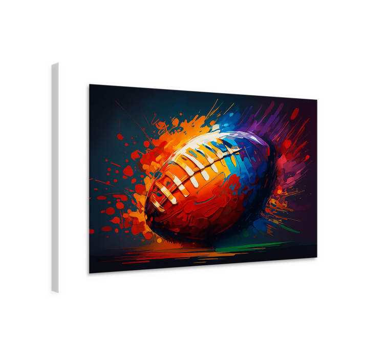 Veelkleurige rugbybal canvas schilderij sporten - TenStickers