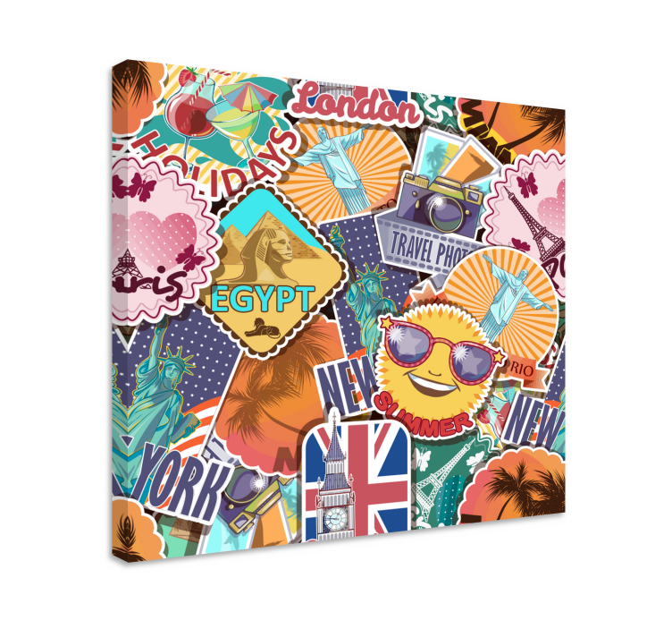 Wereldwijde reiscollage canvas - TenStickers