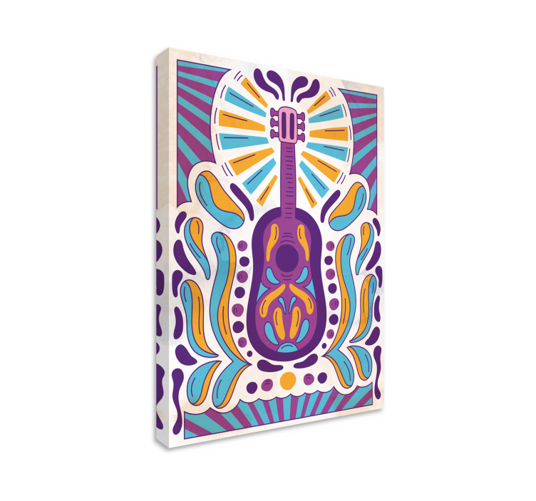 Canvas schilderij veelkleurig gitaar  - TenStickers