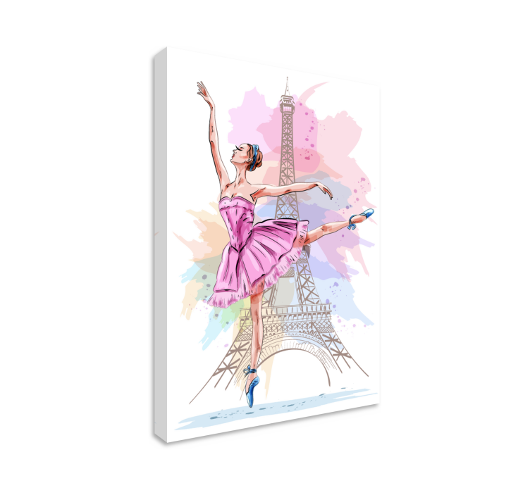 Canvas schilderij balletdanser bij de Eiffeltoren - TenStickers