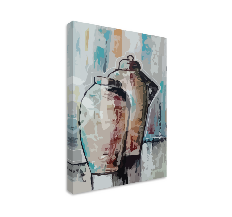 Ornament canvas schilderij vintage klei vazen - TenStickers