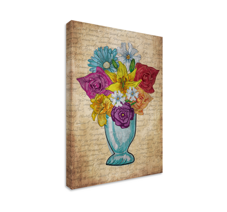 Canvas schilderij bloemen en planten vaas vol bloemen - TenStickers