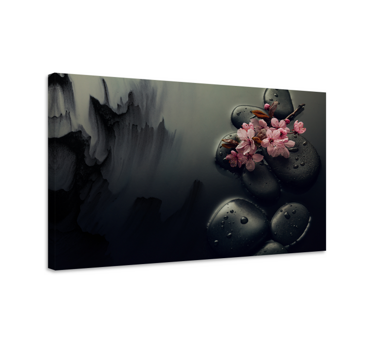 Elegante stenen en bloemen canvas schilderij - TenStickers