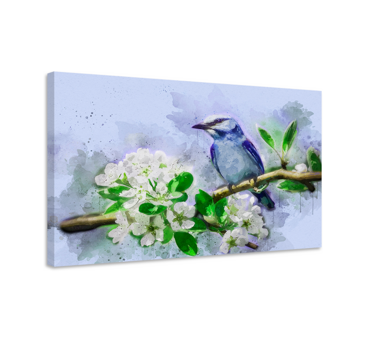 Canvas schilderij vogels bloem op tak - TenStickers