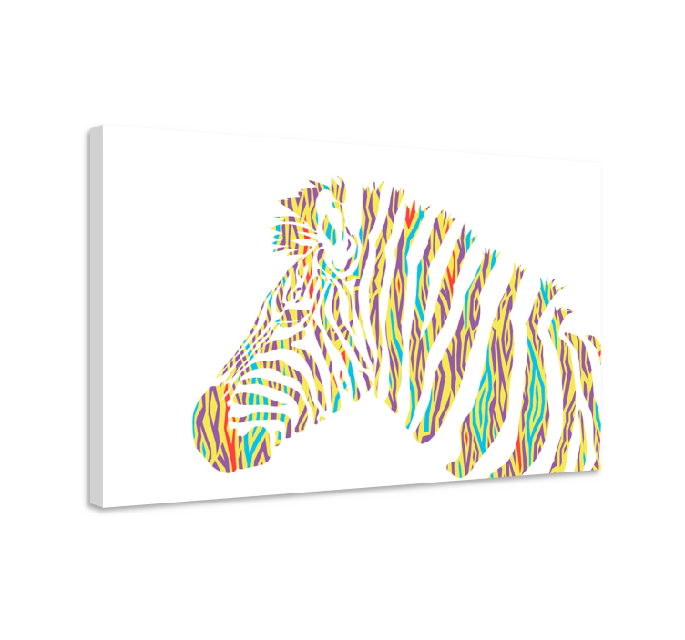 Canvas schilderij dieren kleurvolle zebra kop - TenStickers