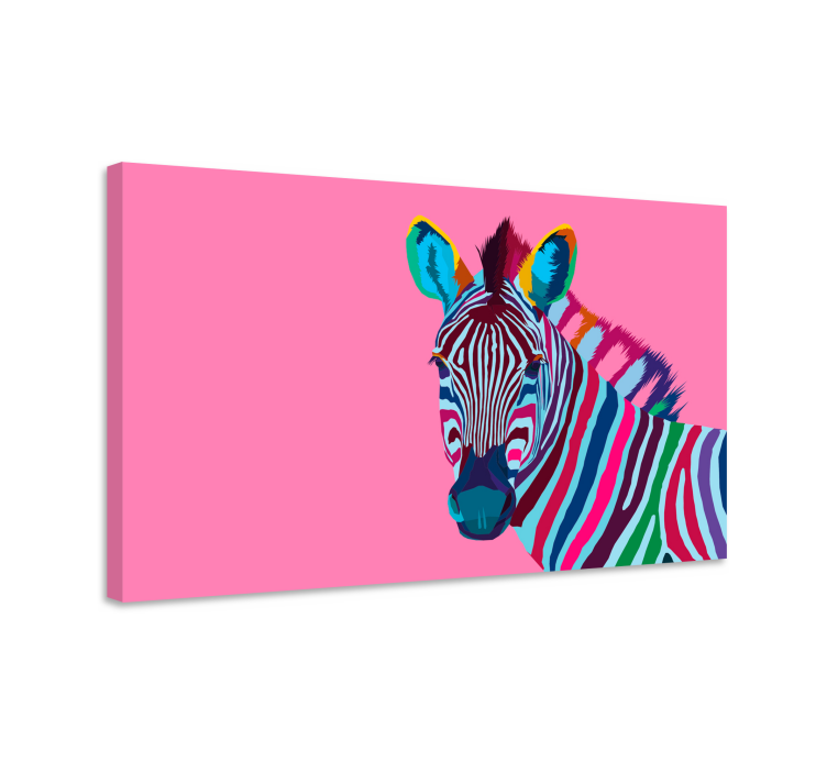 Canvas schilderij dieren kleurrijke zebra afbeelding - TenStickers