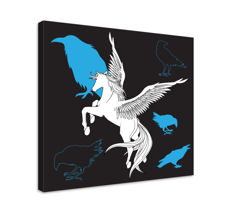 Canvas schilderij dinosaurus mythische pegasus vlucht - TenStickers