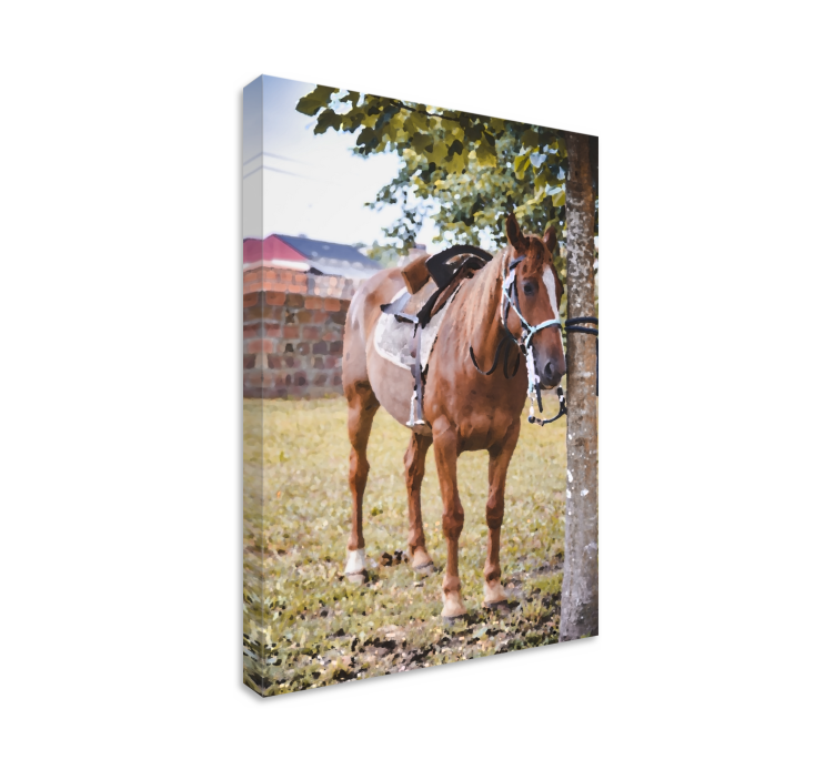 Paarden schilderij op canvas elegante bruine hengst - TenStickers