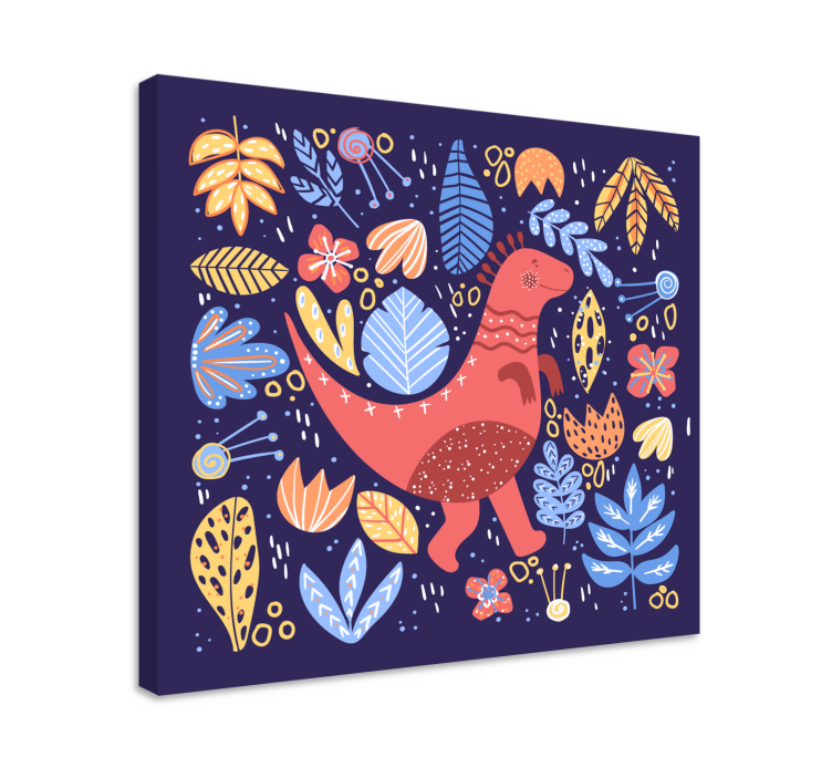 Canvas schilderij dinosaurus speelse dinosaurusschets - TenStickers