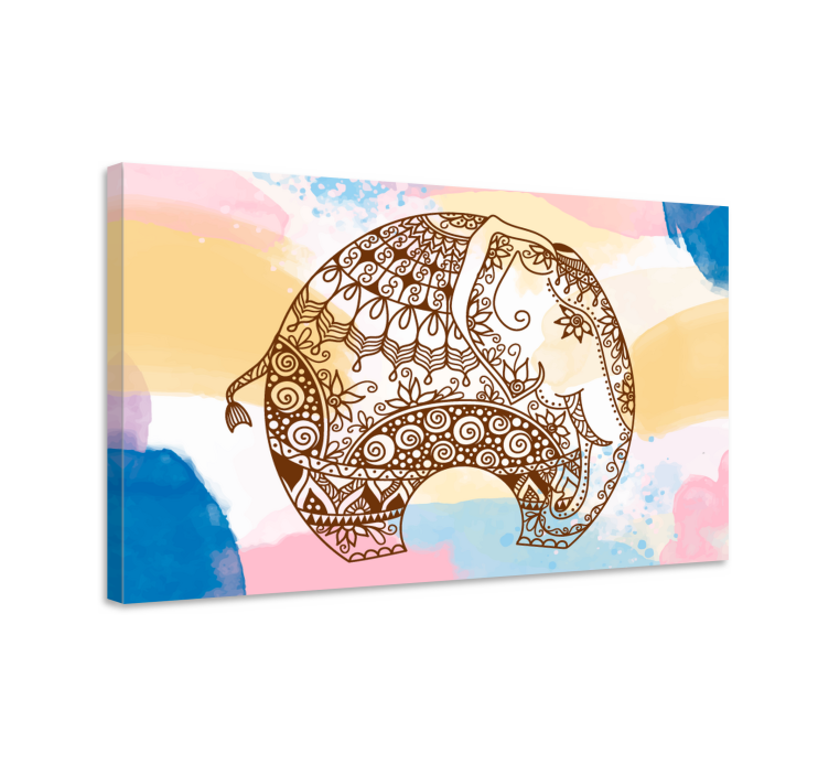 Canvas schilderij olifant decoratieve olifantenillustratie - TenStickers