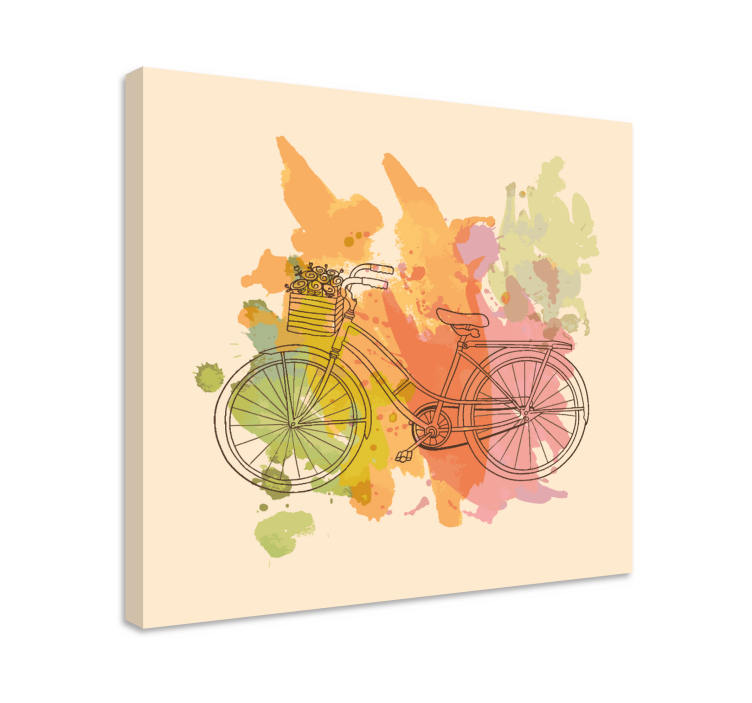 Canvas schilderij andere teksten fiets met mand - TenStickers