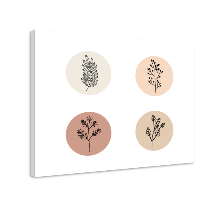 Canvas schilderij bloemen en planten cirkelpatronen - TenStickers