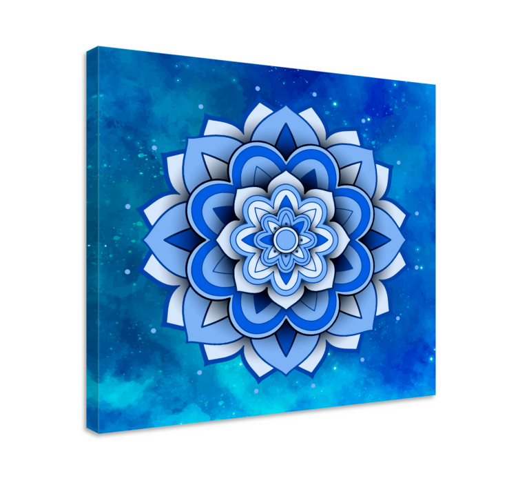 Canvas schilderij mandala Mandala bloemenblauw - TenStickers