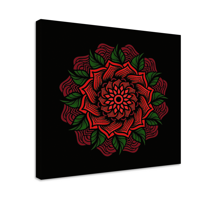 Canvas schilderij bloemen en planten mandala ontwerp - TenStickers