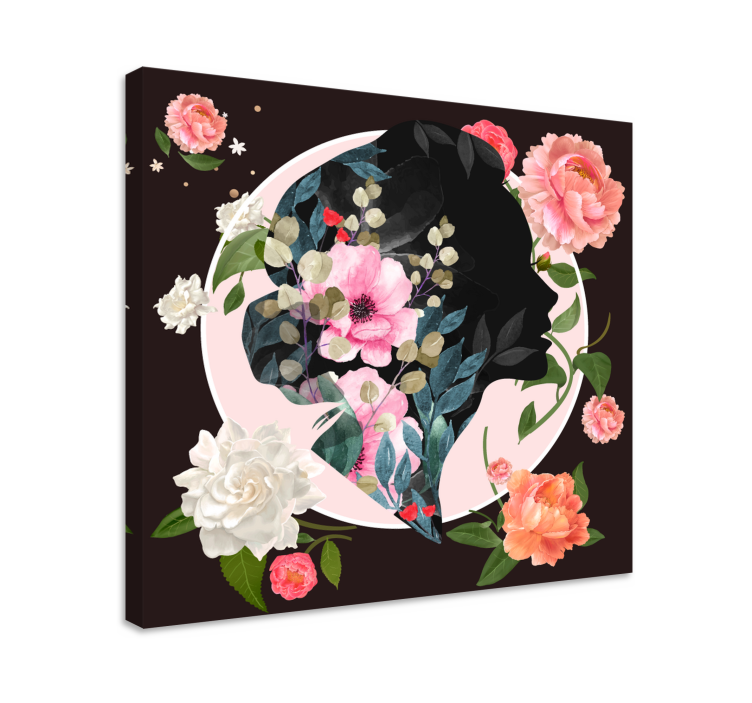 Canvas schilderij bloemen en planten silhouet flora profiel - TenStickers