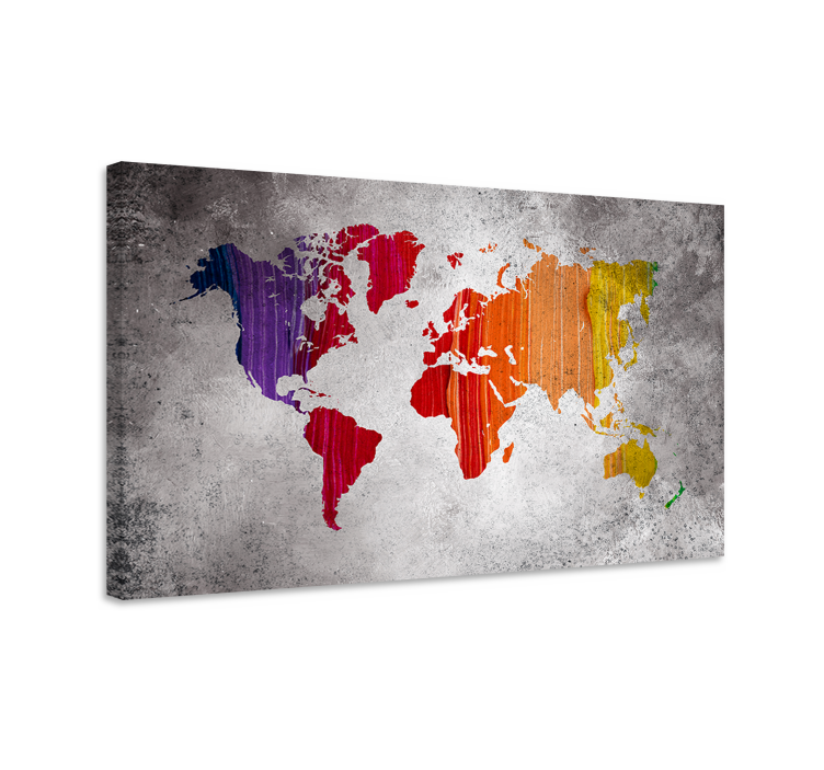 Levendige abstracte geografie Wereldkaart canvas schilderij - TenStickers