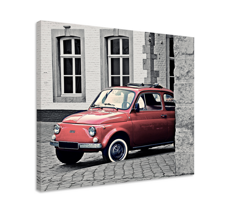 Vintage canvas schilderij classic rode auto - TenStickers