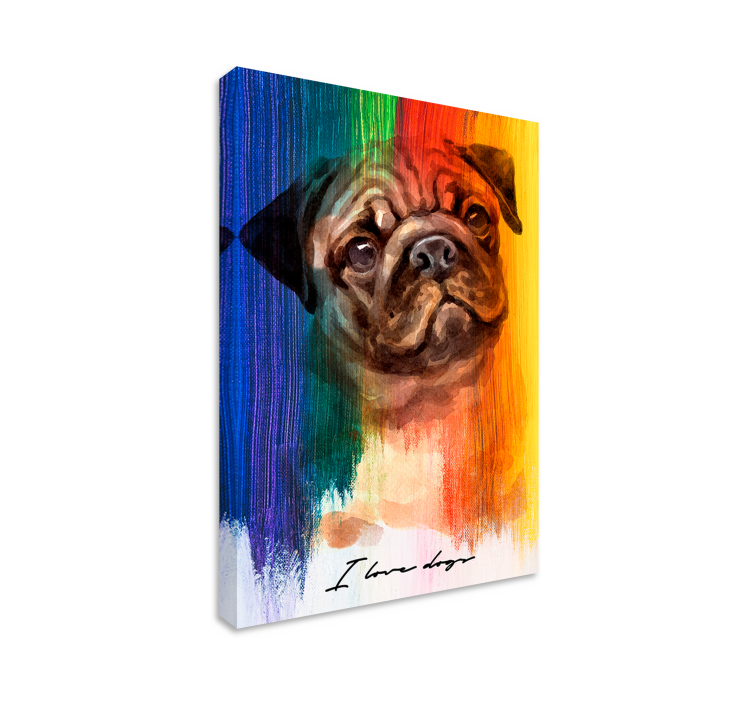 Canvas schilderij hond schattig mopshond portret - TenStickers