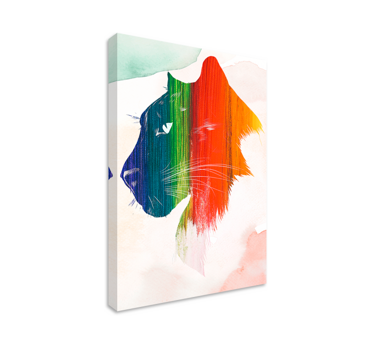 Canvas schilderij kat kleurrijk leeuwprofiel - TenStickers