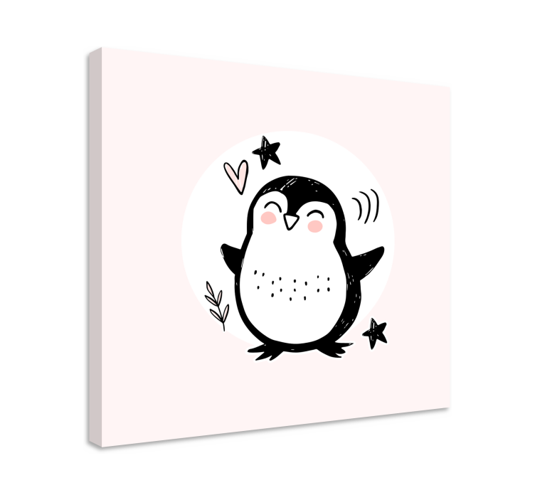Canvas schilderij baby's Schattige getekende babypinguïn doodle - TenStickers