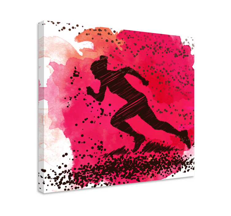 Canvas schilderij sporten dynamische hardloper silhouet - TenStickers