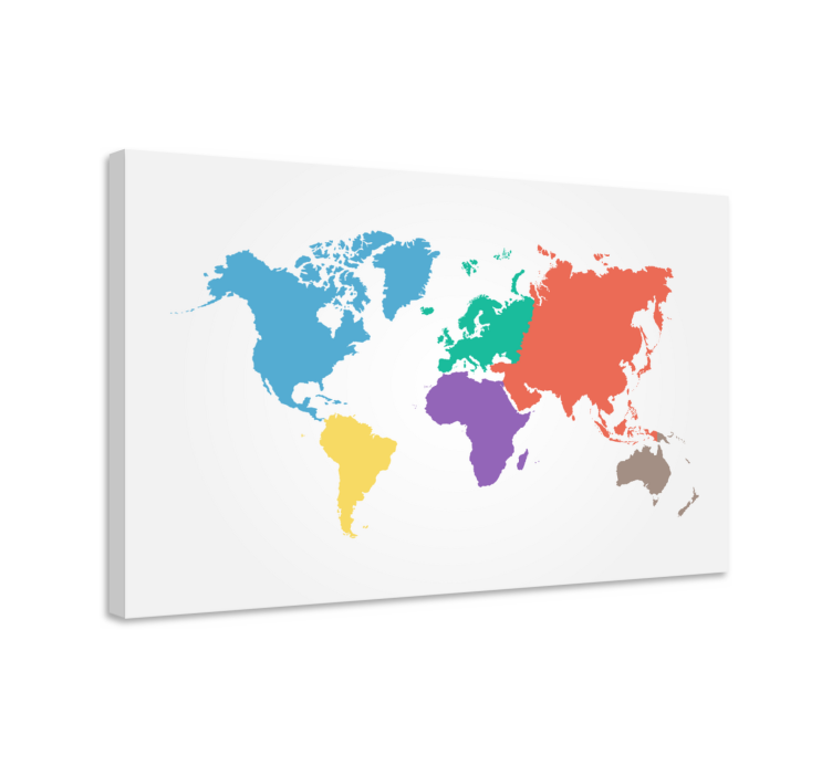 Wereldkaart canvas schilderij kleurrijke wereldomtrek - TenStickers