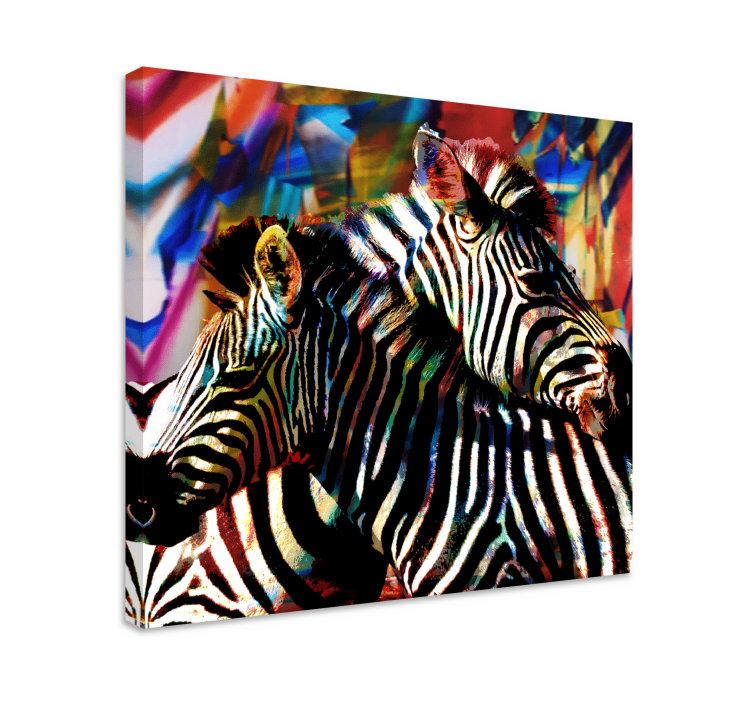 Canvas schilderij dieren kleurvolle zebra paar - TenStickers