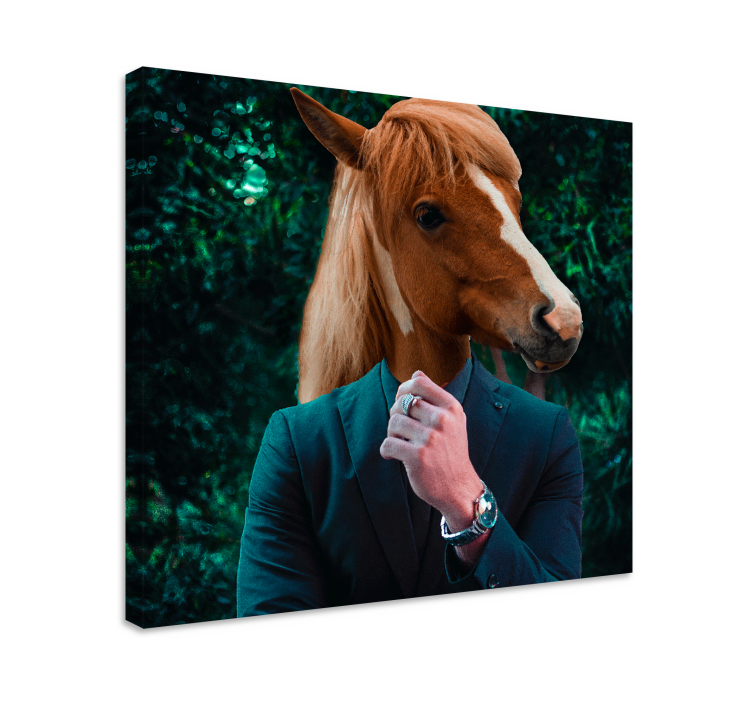 Paardenhoofd portret Paarden schilderij op canvas - TenStickers