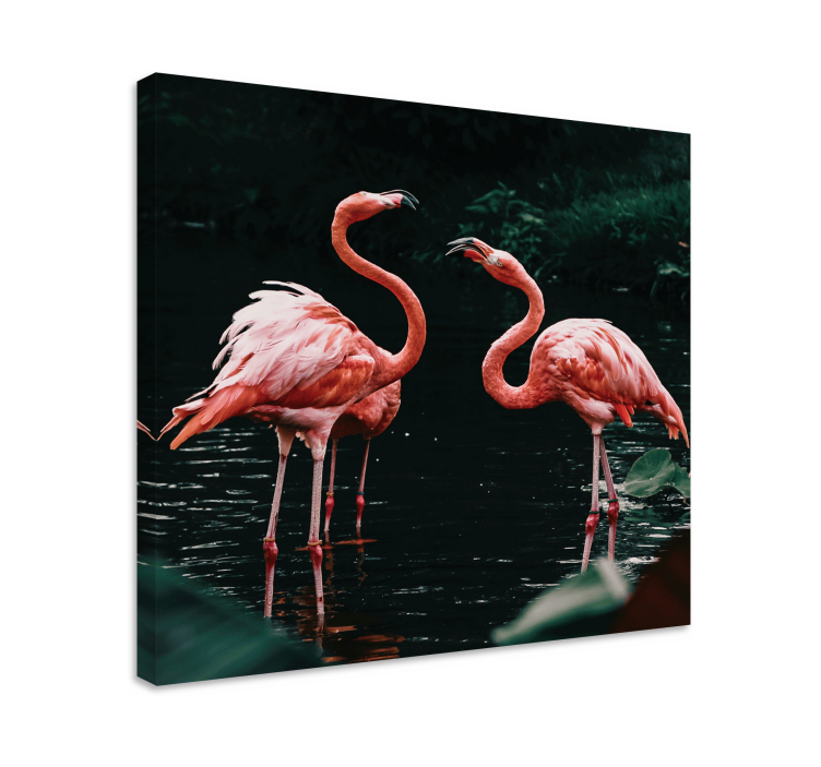 Canvas schilderij vogels flamingo's bij dusk - TenStickers
