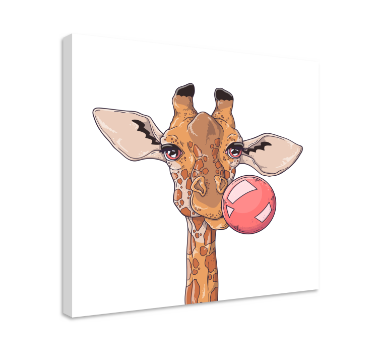 Canvas schilderij dieren giraffe met bubbles - TenStickers