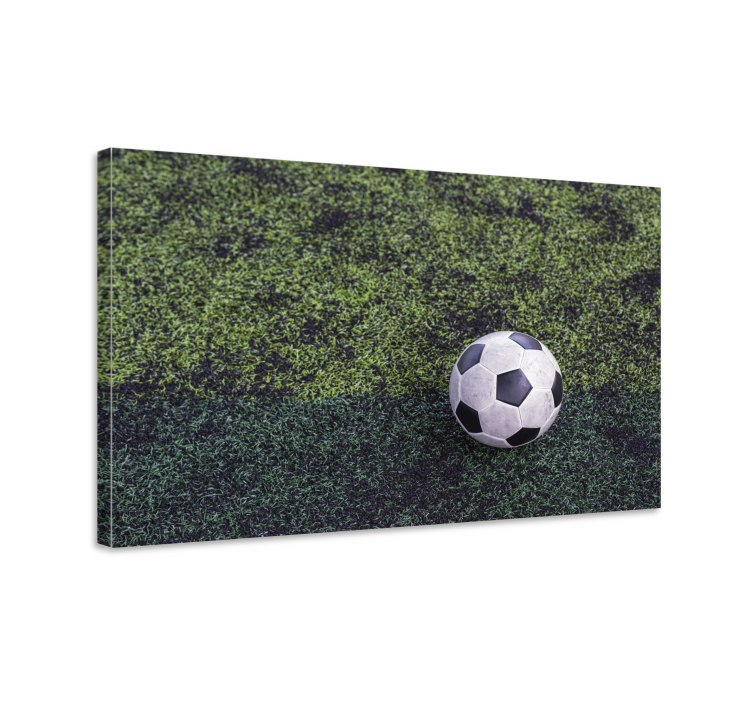 Canvas schilderij sporten voetbal op gras - TenStickers