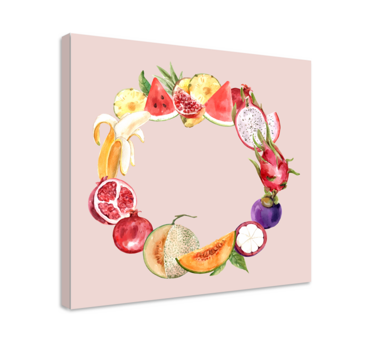 Canvas stilleven en fruit circulaire schikking - TenStickers