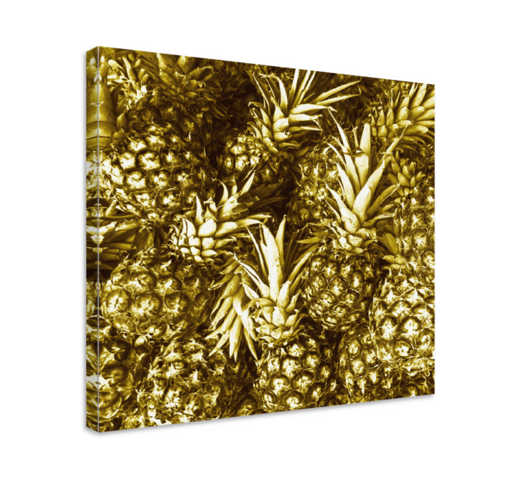 Gouden ananascluster Canvas stilleven en fruit - TenStickers