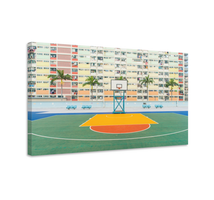 Levendig basketbalveld canvas schilderij sporten - TenStickers