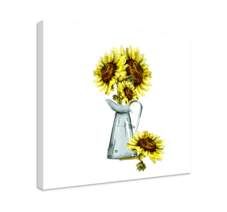 Canvas schilderij bloemen en planten zonnebloemen in pitcher - TenStickers