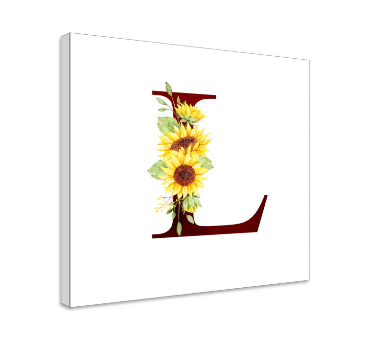 Zonnebloem letter l Canvas schilderijen bloemen - TenStickers